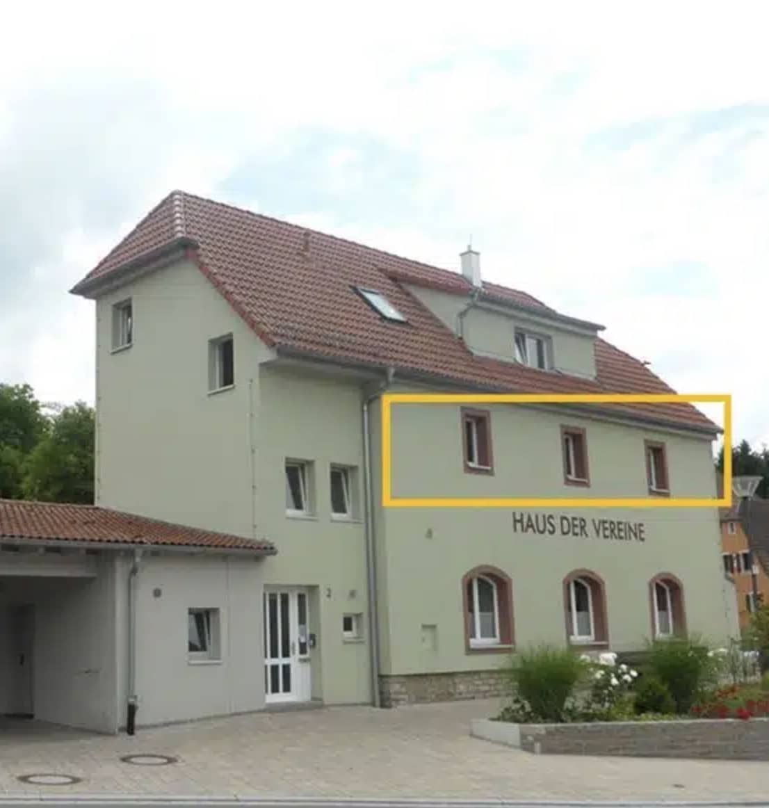 Haus der Vereine, gelb markiert die Wohnung
